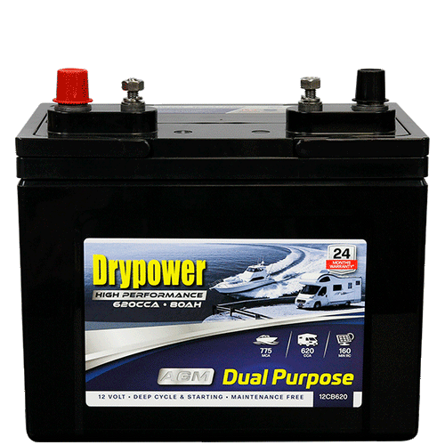 Dual Purpose AGM Battery for Starting and Deep Cycle Applications Drypower 12CB620 12V 620CCA 80Ah