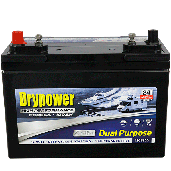 Dual Purpose AGM Battery for Starting and Deep Cycle Applications Drypower 12CB800 12V 800CCA 100Ah