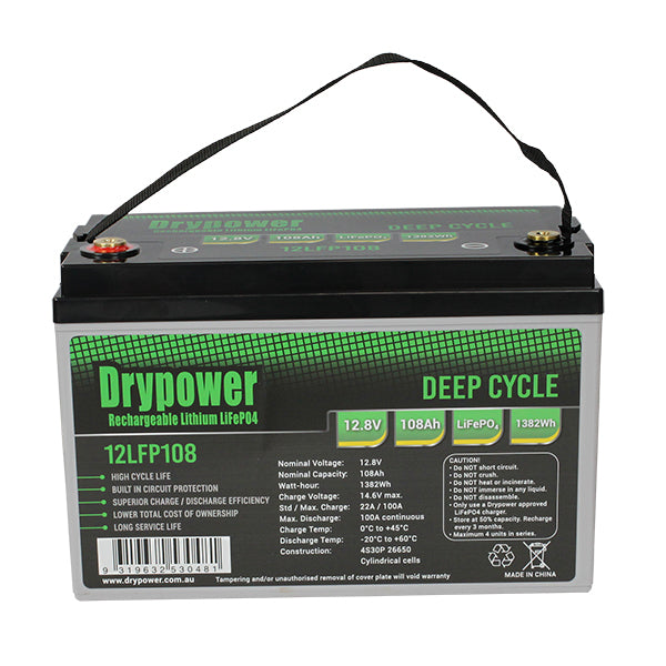 Drypower 12.8V 108Ah lithium iron phosphate (LiFePO4) rechargeable battery