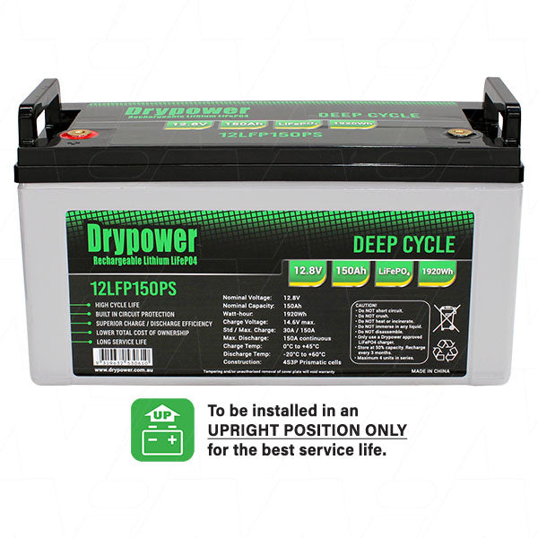 Drypower 12.8V 150Ah lithium iron phosphate (LiFePO4) rechargeable battery