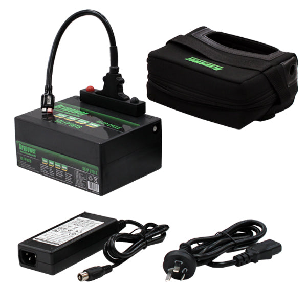 Drypower 12.8V 18Ah lithium iron phosphate (LiFePO4) rechargeable battery & charger kit for use with golf buggies