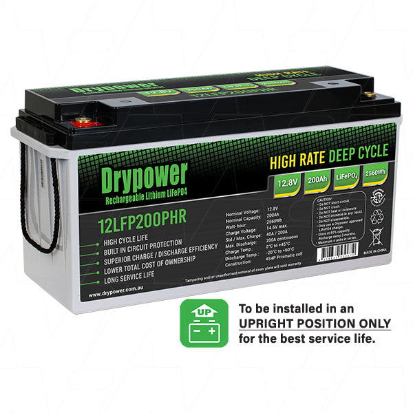 Drypower High rate 12.8V 200Ah lithium iron phosphate (LiFePO4) rechargeable battery