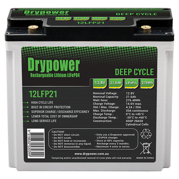 Drypower 12.8V 21.6Ah lithium iron phosphate (LiFePO4) rechargeable battery