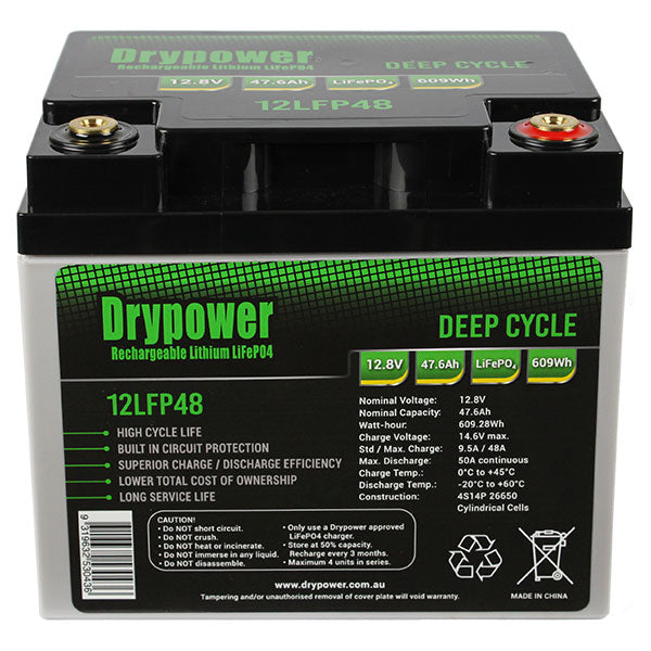 Drypower 12.8V 47.6Ah lithium iron phosphate (LiFePO4) rechargeable battery