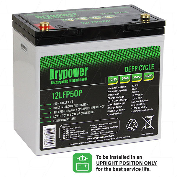 Drypower 12.8V 50Ah lithium iron phosphate (LiFePO4) rechargeable battery