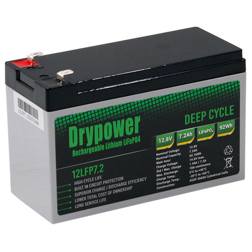 Drypower 12.8V 7.2Ah lithium iron phosphate (LiFePO4) rechargeable battery