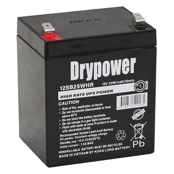 Drypower 12SB25WHR 12V 5Ah 33W/Cell (10Min) sealed lead acid battery for standby-UPS