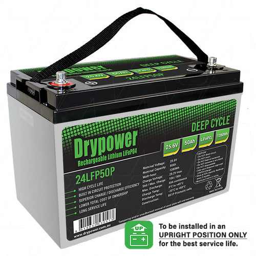 Drypower 24LFP50P High power 25.6V 50Ah lithium iron phosphate (LiFePO4) rechargeable battery