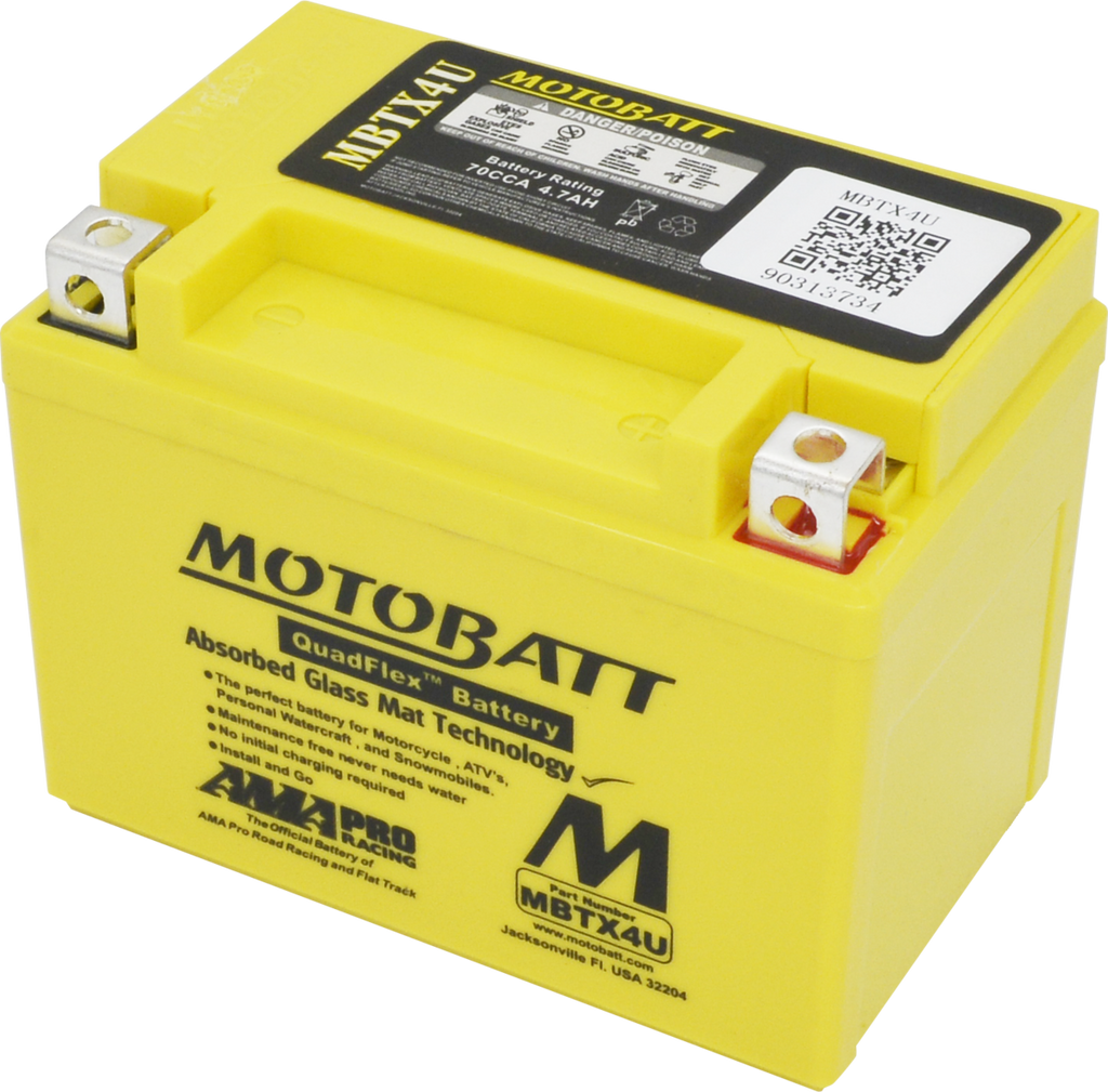 MBTX4U / STX4LBS / YTX4LBS /  YTX4LBS / YT4LBS /  YT4LBS  /  YB4LA /  YB4LA / YB4LB /  YB4LB / YTZ7S Motobatt 12V AGM Battery