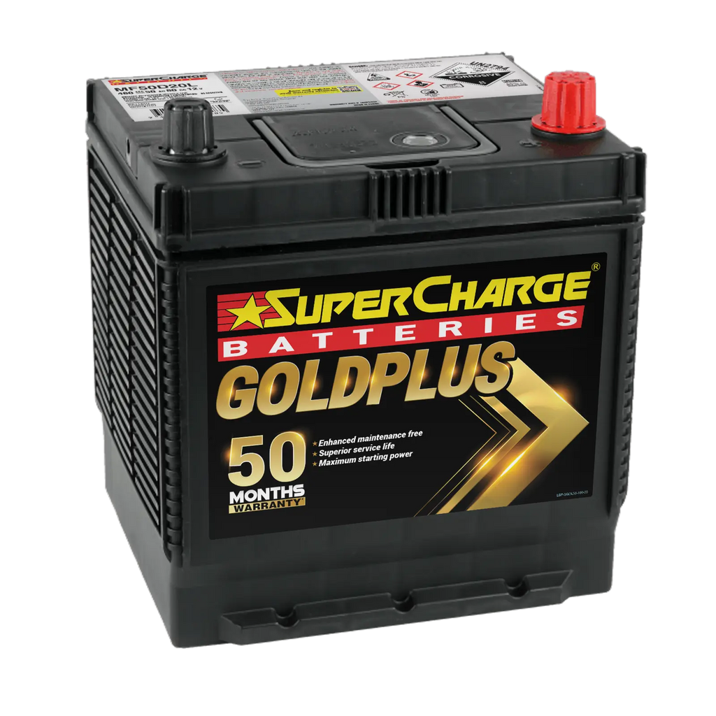 SuperCharge GoldPlus MF50D20L – 460 CCA, 50 Ah, Maintenance-Free Power with Up to 50-Month Warranty
