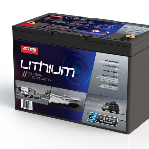 AMP-TECH LITHIUM 120AH 12V ATLS12-120 with BLOOTOOTH DEEP CYCLE BATTERIES