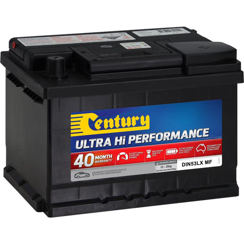 CENTURY HI PERFORMANCE DIN53LX MF / DIN53L MF / S56220/5547WC /  560.035 / 55457 3552 56077SILVER / 90R-500 MF56077 / MF55457 XDIN55MF / DIN55MF / MF55 / SMF53L D21 / D59 - batterybrands