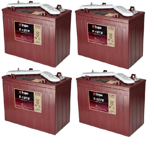Trojan T1275 Set of 4. 48V Golf Cart Batteries 150ah Deep Cycle - batterybrands