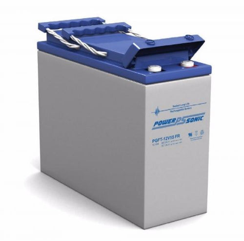 SLIMLINE Deep Cycle AGM Battery Front Terminal PowerSonic PGFT12V55 12V 60ah