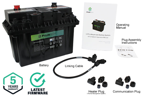 Pylontech RT12100G31 12.8V 100Ah 1280Wh IP67 Rated LiFePO4 Battery with CAN & RS485 Communication & Scalable up to 16 Modules