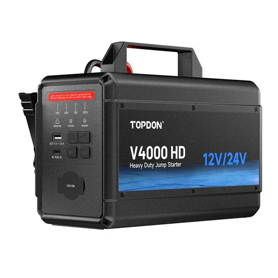 Powering Heavy Duty Fleets: Meet the TOPDON V4000 HD 12V/24V Commercial Jump Starter