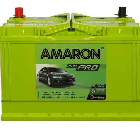AMARON BH125D31L HI-LIFE PRO 95AH: THE POWERHOUSE FOR YOUR VEHICLE PSN70ZZL / MF95D31L / SMFN70ZZLX / TMN70ZZL / XN70ZZLMF / N70ZZLX MFR / 95D31LS / SN9D31 LHD / 3112 / 7001 / 7004