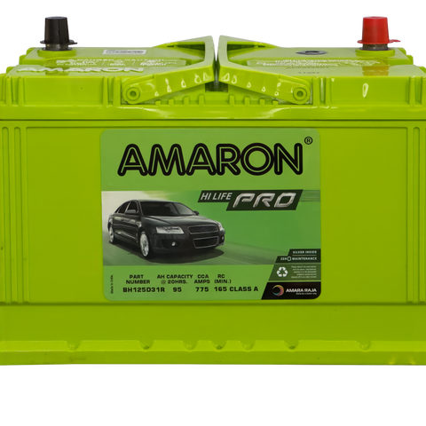 AMARON BH125D31R HI-LIFE PRO 95AH: THE POWERHOUSE FOR YOUR VEHICLE N70ZZMF / N70ZZX MF / N70ZZ MF / S75D31R / N70ZZB / MF 95D31R / 4705 / 27H-750 / UMF135D31R / N70ZZX MF / MF95D31R / G8 / N70ZZX MF