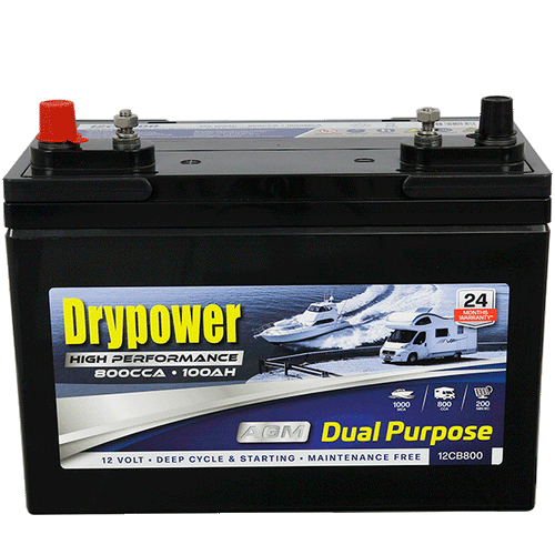 Dual Purpose AGM Battery for Starting and Deep Cycle Applications Drypower 12CB800 12V 800CCA 100Ah