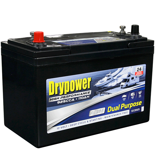 Dual Purpose AGM Battery for Starting and Deep Cycle Applications Drypower 12CB920 12V 925CCA 110Ah