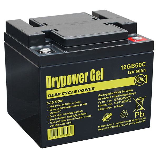 Dry Power 12GB50C 12V 50Ah Sealed Lead Acid Hybrid Gel Deep Cycle Battery