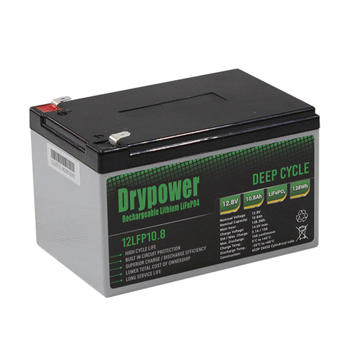 Drypower 12.8V 10.8Ah lithium iron phosphate (LiFePO4) rechargeable battery