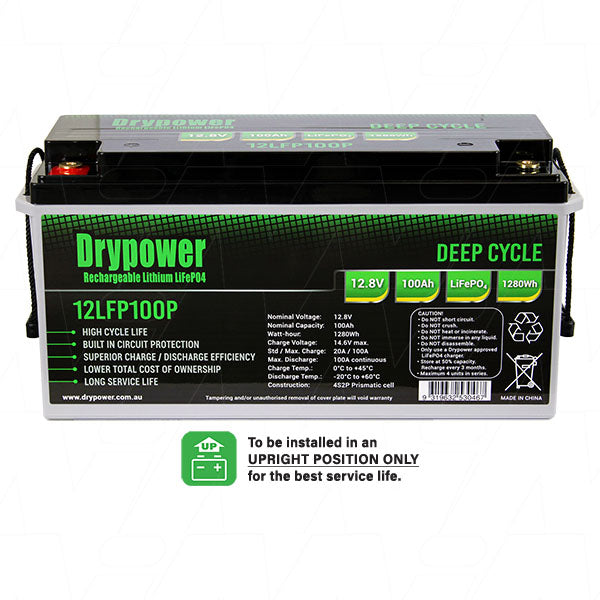 Drypower 12.8V 100Ah Lithium Iron Phosphate (LiFePO4) Rechargeable Lithium Battery