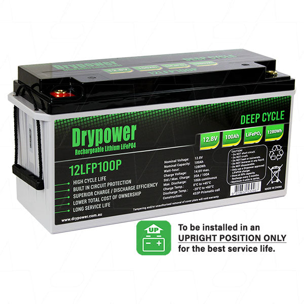 Drypower 12.8V 100Ah Lithium Iron Phosphate (LiFePO4) Rechargeable Lithium Battery