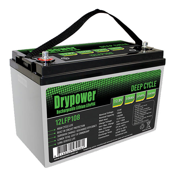 Drypower 12.8V 108Ah lithium iron phosphate (LiFePO4) rechargeable battery