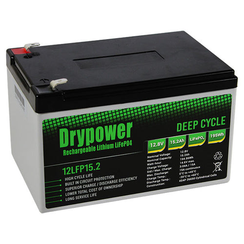 Drypower 12.8V 15.2Ah lithium iron phosphate (LiFePO4) rechargeable battery