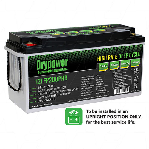 Drypower High rate 12.8V 200Ah lithium iron phosphate (LiFePO4) rechargeable battery
