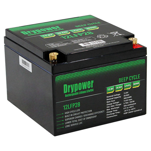 Drypower 12.8V 28.8Ah lithium iron phosphate (LiFePO4) rechargeable battery