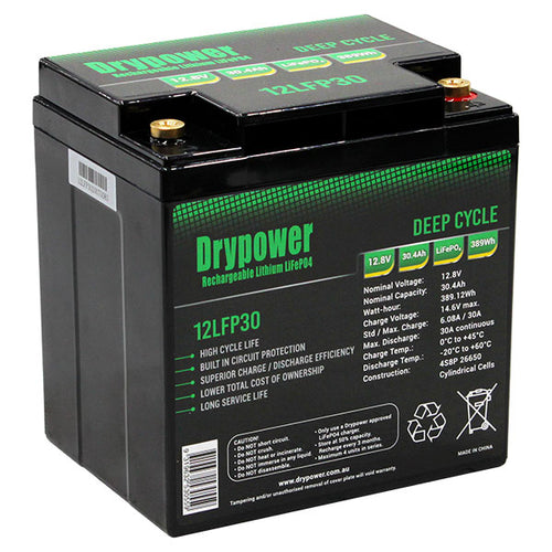 Drypower 12.8V 30.4Ah lithium iron phosphate (LiFePO4) rechargeable battery