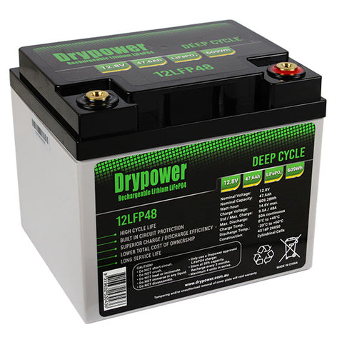 Drypower 12.8V 47.6Ah lithium iron phosphate (LiFePO4) rechargeable battery