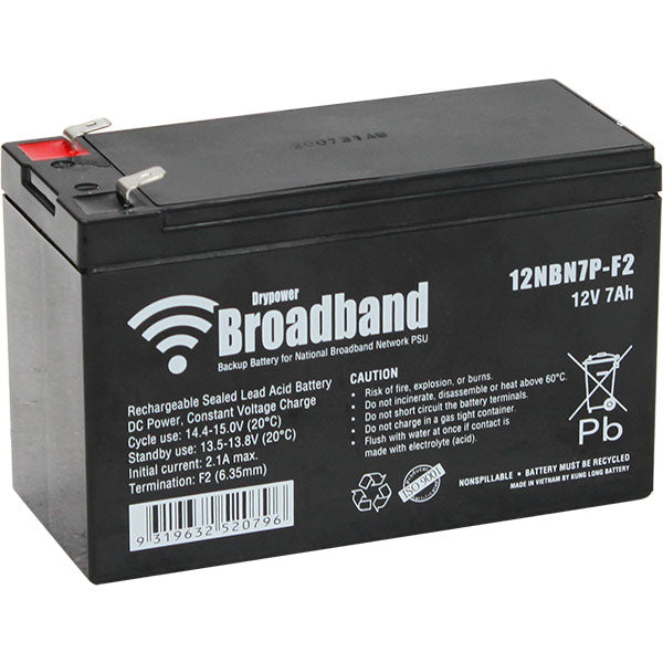 Dry Power 12NBN7P-F212V 7Ah Sealed Lead Acid Battery for National Broadband Network Power Supply Backup