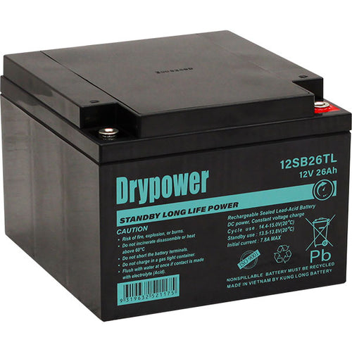 Drypower 12SB26TL 12V 26Ah Long Life Standby AGM Battery