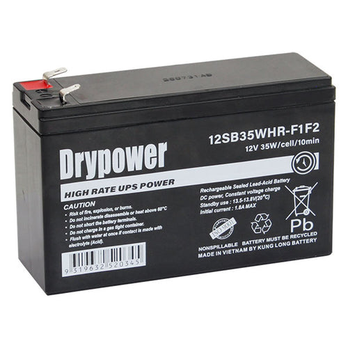DryPower 12SB35WHR-F1F2 12V 6.6Ah 35W/Cell (10min) sealed lead acid high rate battery for standby and UPS replaces