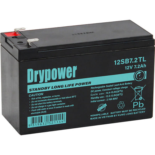 Drypower 12SB7.2TL 12V 7.2Ah Long Life Standby AGM Battery