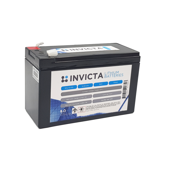 Invicta 12V 9Ah Lithium Battery with 4 Series Functionality