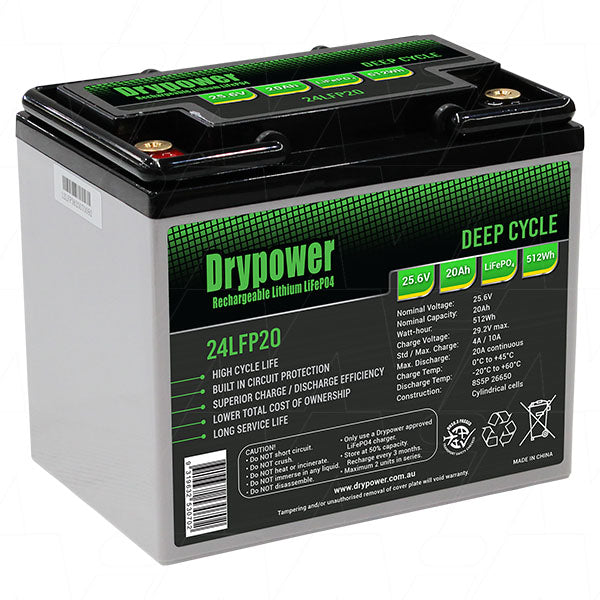 Drypower 24LFP20 High power 25.6V 20Ah lithium iron phosphate (LiFePO4) rechargeable battery