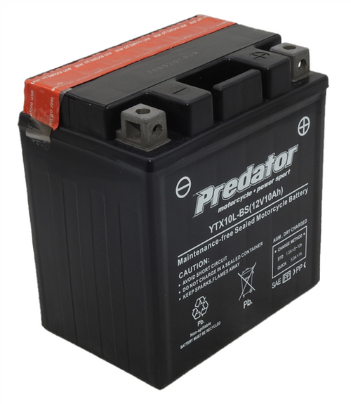 YTX10L-BS - 12VOLT 10AH PREDATOR MOTORCYCLE AGM BATTERY WITH ACID PACK