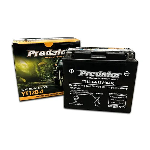 YT12B-4 12V Sealed Predator Motorcycle Battery YT12B-4, MBT12B-4, YT12B-BS