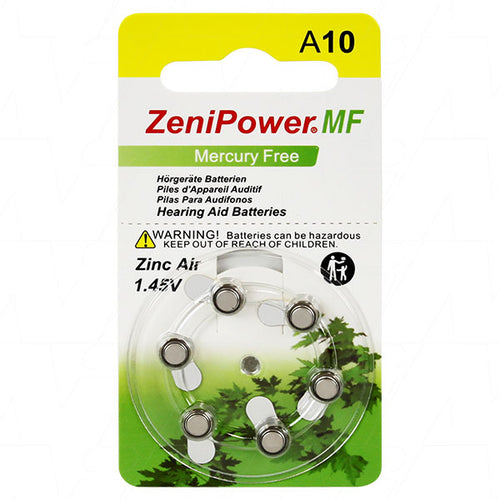 Hearing aid battery A10 (replaces 10AP, 10HPX, A10, AC230E, PR536, PR70, PZA230, V10, V10A, V230A, ZA10)