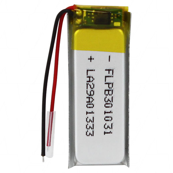 Battery for Smart Wearables, Memory Back Up (MBU), Covert Surveillance, Medical, Test Equipment 3.8V 78mAh lithium ion polymer cell with PCM and 30mm leads