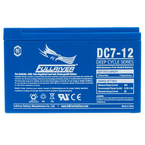 Fullriver AGM Deep Cycle Battery 12V 7Ah DC7-12