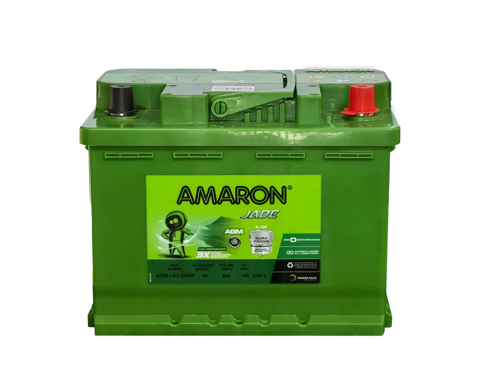 Amaron AGM Stop Start Battery Din60 LN2 DIN53LH AGM/S56090AGM / LN2/ 5526/ SA 56020/ SSAGM-55EU /MF55HSS/ D52 / DIN53LH AGM