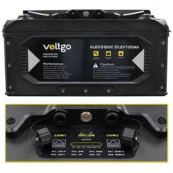 VoltGo VLEG5120C 51.2V 100Ah 5120Wh LiFePO4 IP65/67 rated battery for use in Golf Carts