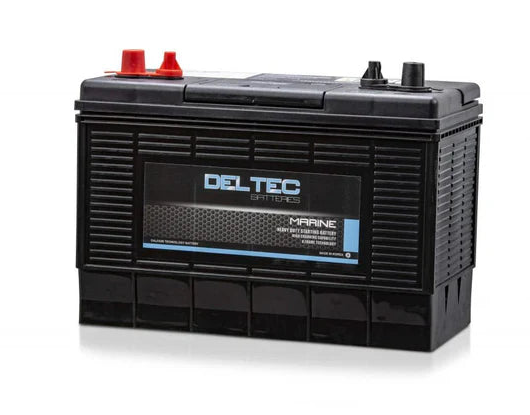 Deltec battery on a white background