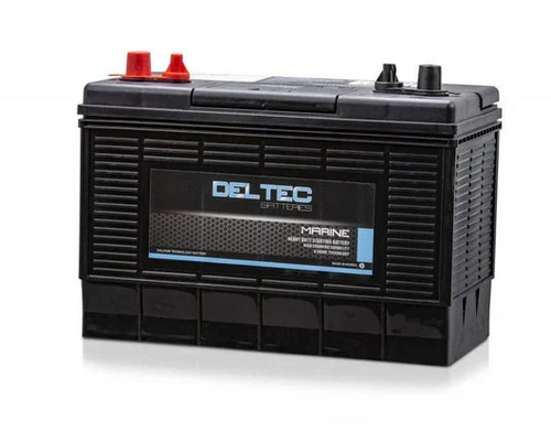 Deltec battery on a white background