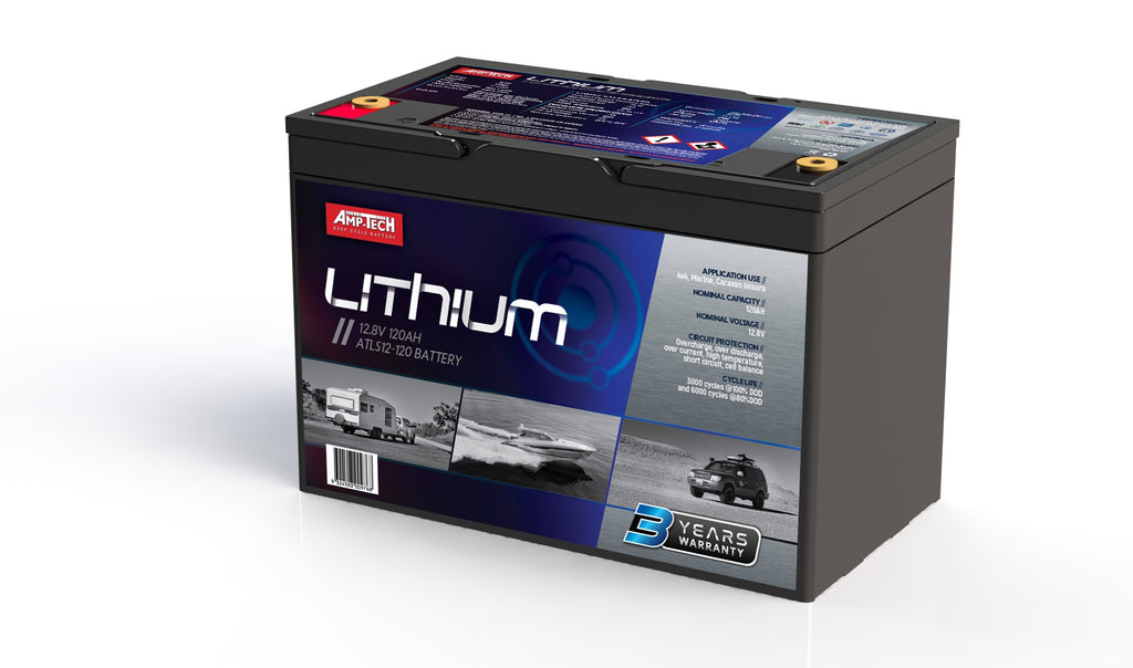 AMP-TECH LITHIUM 120AH 12V ATLS12-120 with BLOOTOOTH DEEP CYCLE BATTERIES
